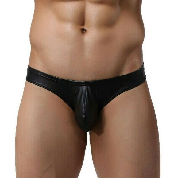 NEW MEN'S BLACK RUBBERIZED FABRIC, DEEP POUCH SWIM BRIEF SIZE XL, FITS: 36"-40" - Picture 4 of 8